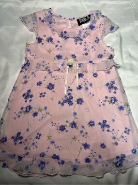Vintage RMLA Girl Occasion Knee Length Lined Layered Size 5 Dress Pink Blue